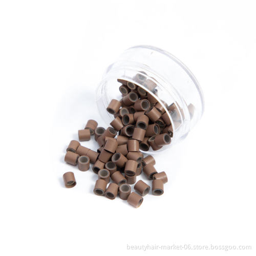 403040 Silicone Lined copper Micro Rings links beads for I tip hair extension tools